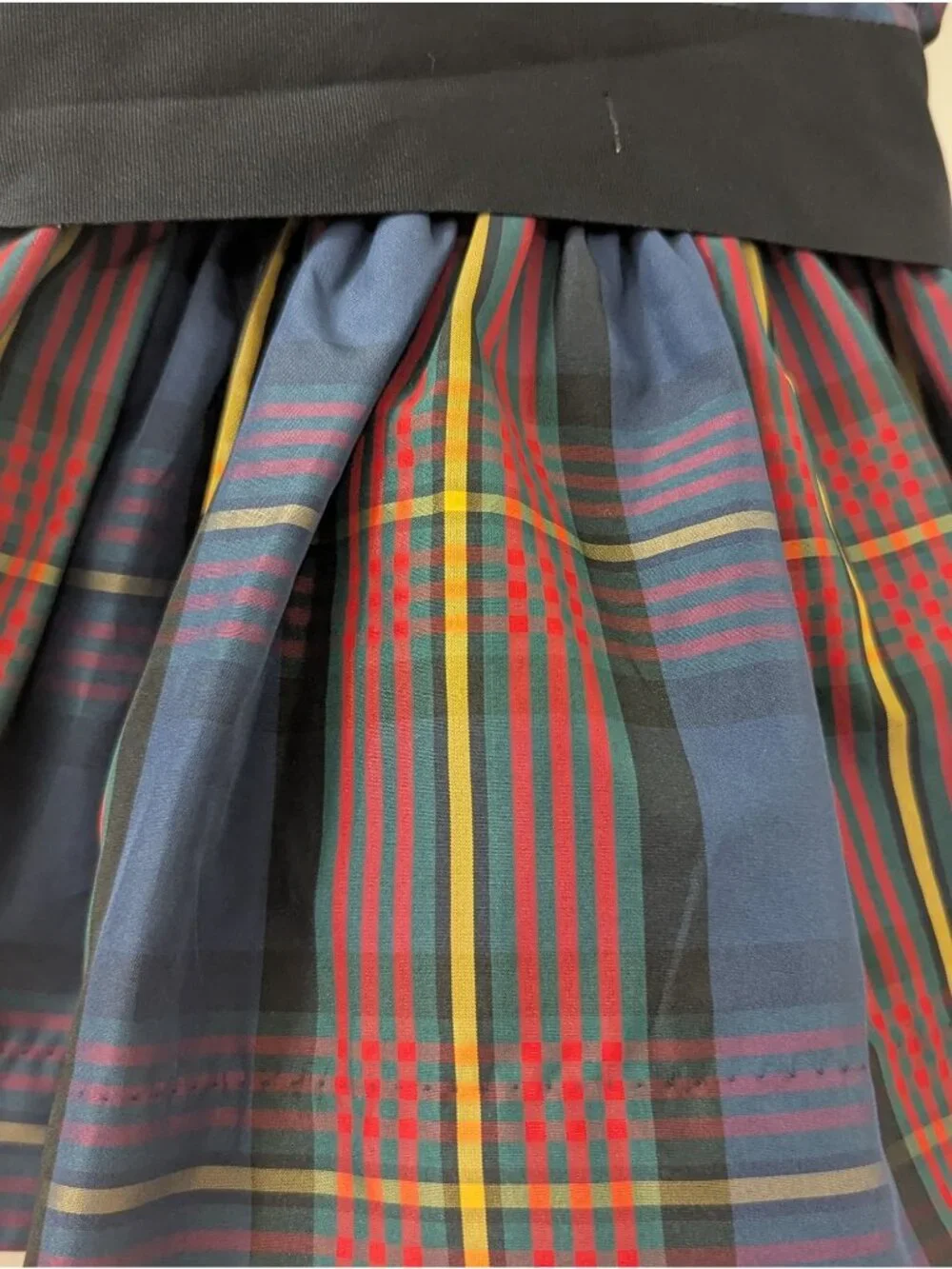 Ralph Lauren Holiday Tartan Girls Dress With Black Bow Sash & Back Buttons